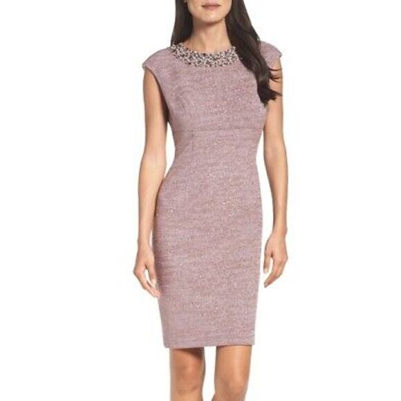 Eliza J Jeweled Sparkle Sheath Dress - Size 8 - Picture 1 of 12